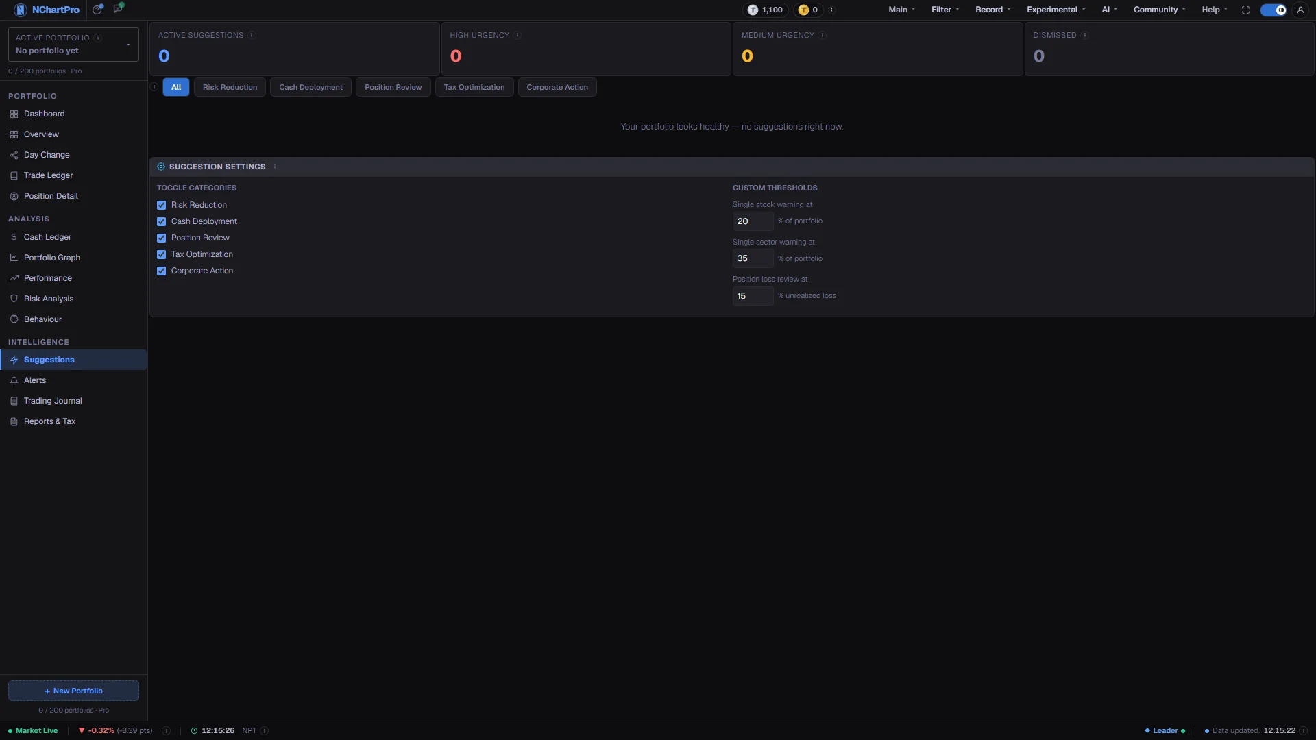 Suggestions — the live page, with each part numbered